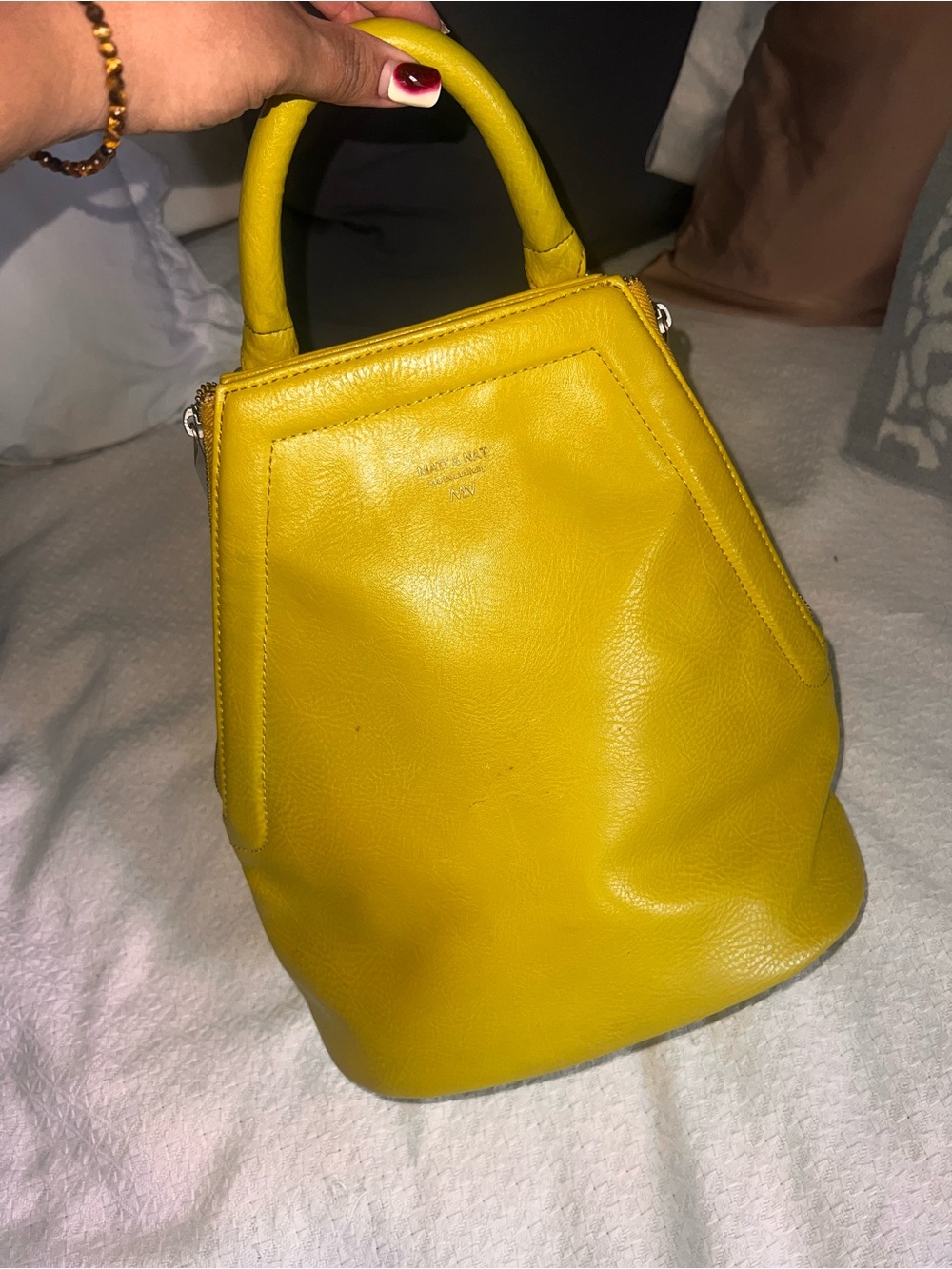 Matt & Nat Chartreuse Bucket Bag with strap